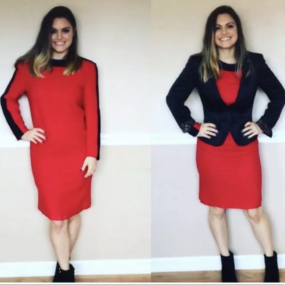 Vintage Liz Claiborne red wool dress size 10